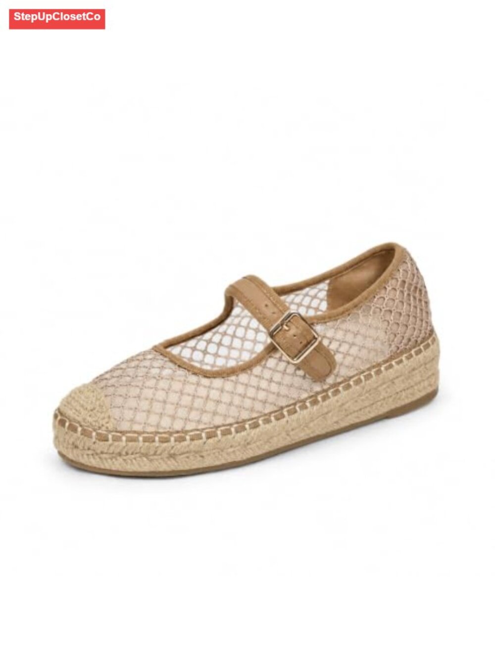 Mary Jane Espadrilles Round Toe Platform Flats Adjustable Buckle Ballet